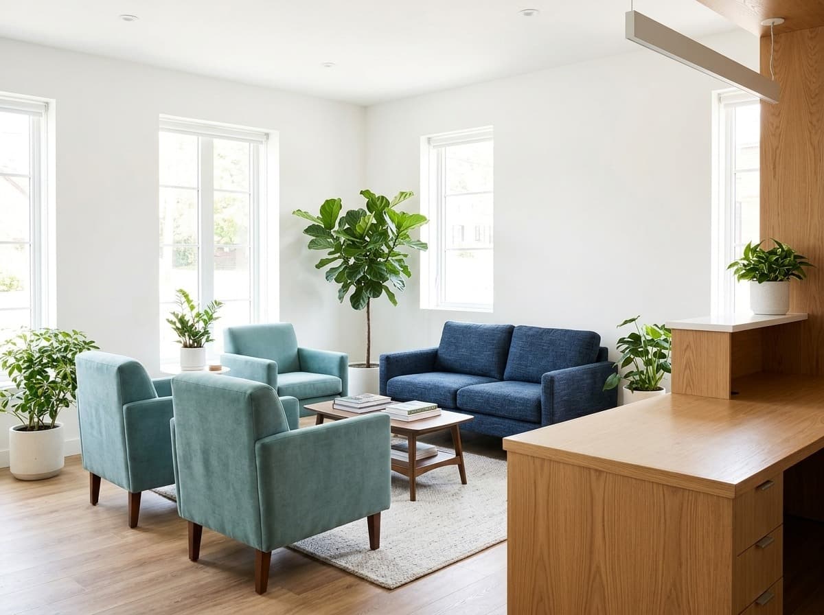 Welcoming reception lounge — the Simply Health Method at Simply Health Integrated Medical in St. Louis