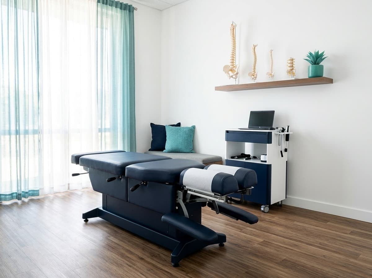 Adjustment room with spinal models — chronic neck pain care at Simply Health Integrated Medical in St. Louis