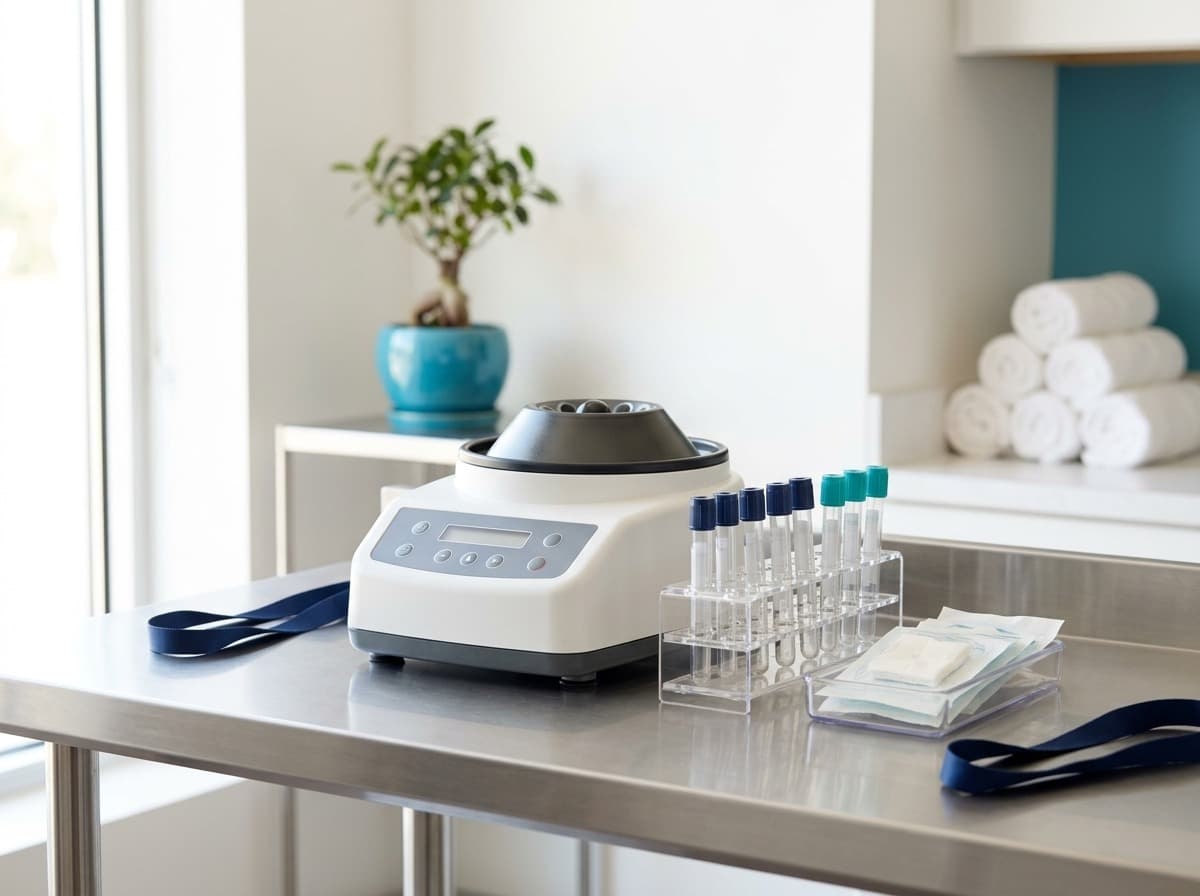 PRP centrifuge and collection tubes — PRP for hair restoration at Simply Health Integrated Medical in St. Louis